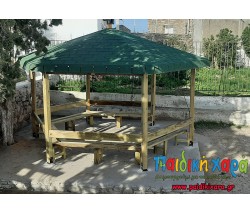 Εξάγωνο ξύλινο κιόσκι με καθίσματα (εμποτισμένη τρικολλητή ξυλεία)